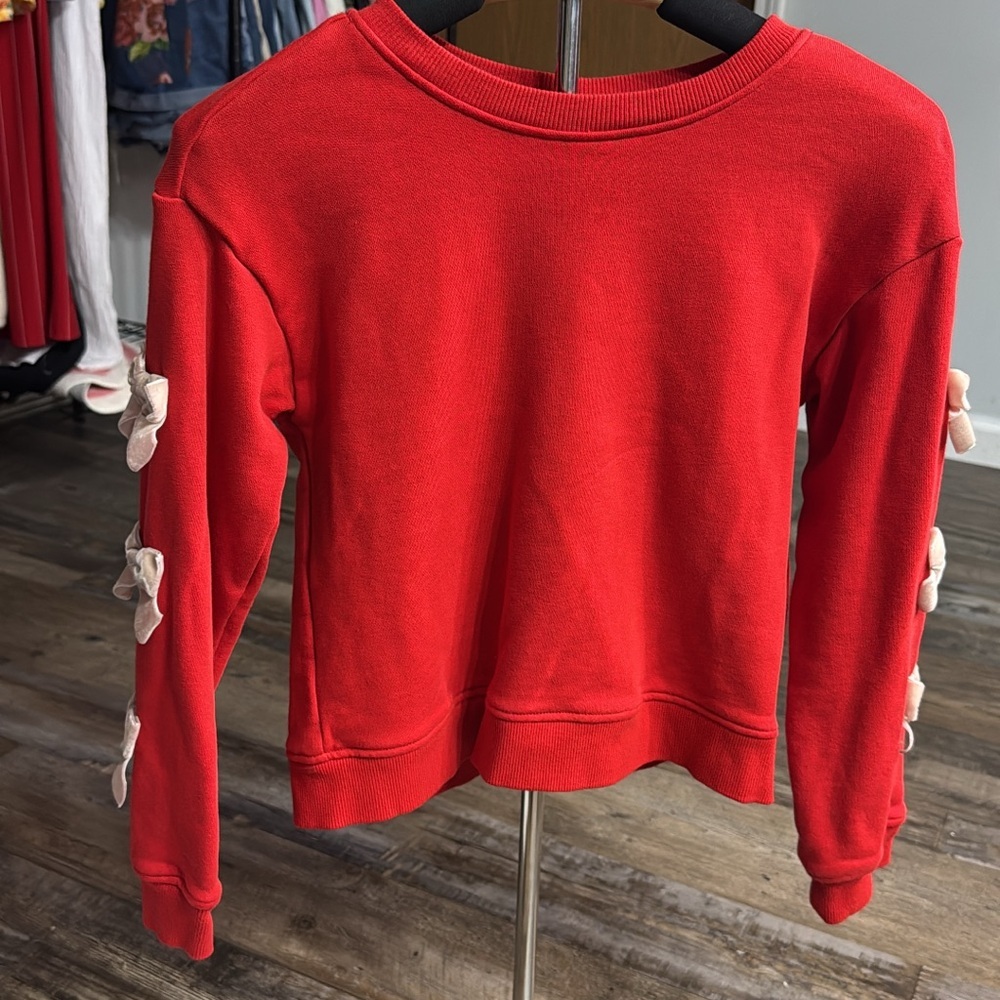 Target Girls Red Sweatshirt Youth Large | Bow Sleeve Detail